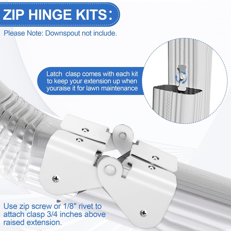 Gutter Downspout Hinge, 6Pcs Downspout Extension Flip-Up Zip Hinge Installation