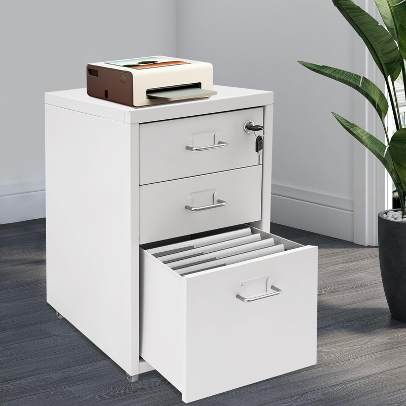 Drawer Unit, 6/3-Tier Steel Organizer on Wheels for Office, 3