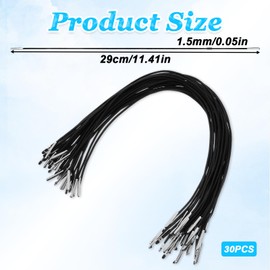 30Pcs Elastic Cord with Metal Ends, 29 CM Black Elastic Barbed Cord Stretch Round String Mask Lanyard Loop Craft Rope Extender Strap for DIY Craft, Book Binding, Party Hats, Menu Hanging