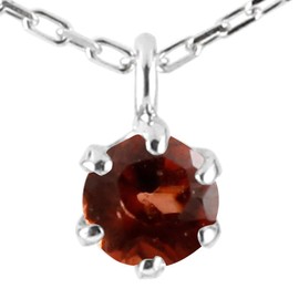 Atlas Women's Necklace, 1 Piece, 0.1 inch (3 mm), Pendant, Platinum, Atlas, Platinum, Garnet
