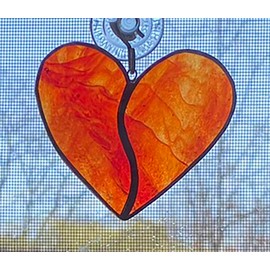Red Hot Love Handmade Valentine's Heart Stained Glass Ornament Sun Catcher