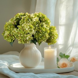 Bailikang - Ramo de hortensias artificiales con hortensias para el hogar, boda, ramo de novia, oficina, fiesta, mesa, centro de mesa, decoración floral (verde)