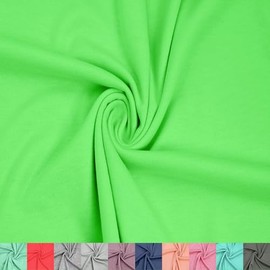 Stylish FABRIC 60" Wide Poly Spandex French Terry Brushed Fabric (210 GSM), Medium Weight, 4-Way Stretch, Soft & Warm-for Apparel, Hoodies, Sweatshirts, Joggers & DIY, Lime Neon 1 Yard