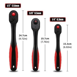 SENESS 3-Piece 72-Tooth Composite Ratchet Set, 1/4", 1/2", 3/8" Drive Ratchet Handle