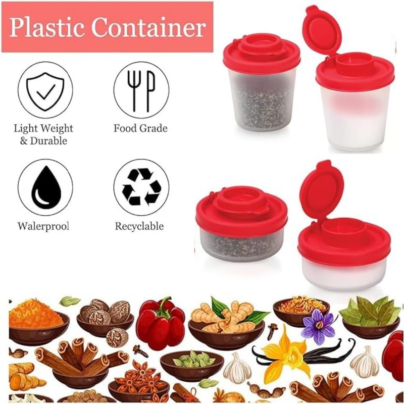 Jindizi 4PCS Salt and Pepper Shakers Sets,Plastic Airtight Spice Jar