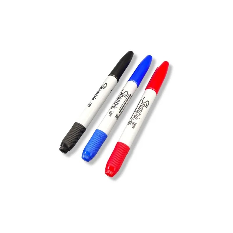 3 Marcador Permanente Sharpie Doble Punta Negro/azul/rojo