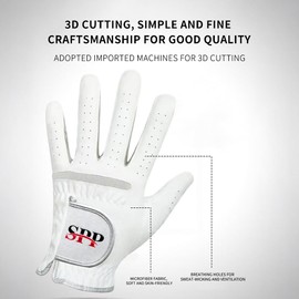 SPP Adjustable Golf Gloves-Breathable, Soft Comfortable Fit, Non-Slip Grip, All-Weather Use, Left or Right Hand for Men & Women (Black, Size 23, Left)