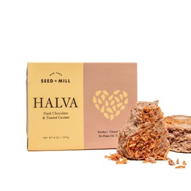 Seed + Mill - Halva - Dark Chocolate & Toasted Coconut - Vegan, Kosher, & Gluten Free - Enjoy This Soft, Fudgelike Candy Made from Sesame Paste, Coconut, & Dark Chocolate - 8 oz