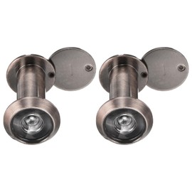 PATIKIL 9/16" Door Viewer Peephole 2Pcs 180-Degree Door Viewer Fits 1-3/8" to 2-3/8" Door Peep Hole with Rotating Privacy Cover for Home Office Hotel, Red Bronze