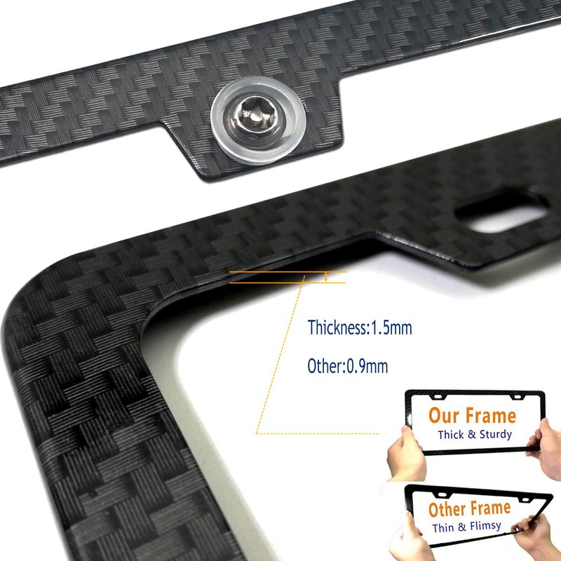 Aootf License Plate Frames Anti Theft- Tamper Proof Carbon Fiber
