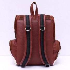 CHAYELL Cowhide Genuine Leather Backpack with Laptop Compartment – Travel Bag, Western Diaper Bag for Women (Brown panda, Brown)