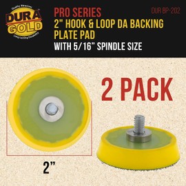 Dura-Gold Pro Series 2" Hook & Loop DA Backing Plate Pad, 2 Pack - Flexible Dual-Action Random Orbital Sander Polisher Pad, 5/16" Threads For Auto Woodworking Sandpaper Sanding Car Polishing Detailing