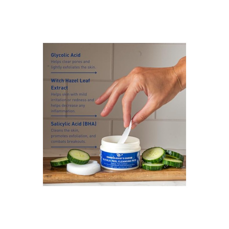 Dermatologist's Choice 10% Non-Neutralized Glycolic Peel Cleansing Pads with Salicylic