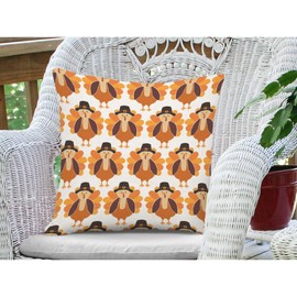 Jiaopenyou Throw Pillow Cover 16x16 Inch,Cute Thanksgiving Turkey Throw Pillow Case,Home Decor Cushion Covers for Sofa Living Room Couch Bed