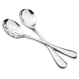 DayCount® Pack of 2 Soup Slotted Serving Spoon, 18/10 Stainless Steel Buffet Colander Spoon, 7.7'' (Slotted Spoon)
