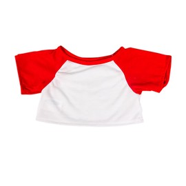 White Tee w/ Red Sleeves Teddy Bear Clothes Fits Most 14"-18" Build-a-Bear and Make Your Own Stuffed Animals