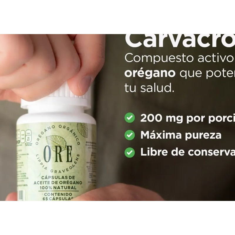 Aceite De Oregano Ore, 65 Capsulas Cu Kit 2 Frascos