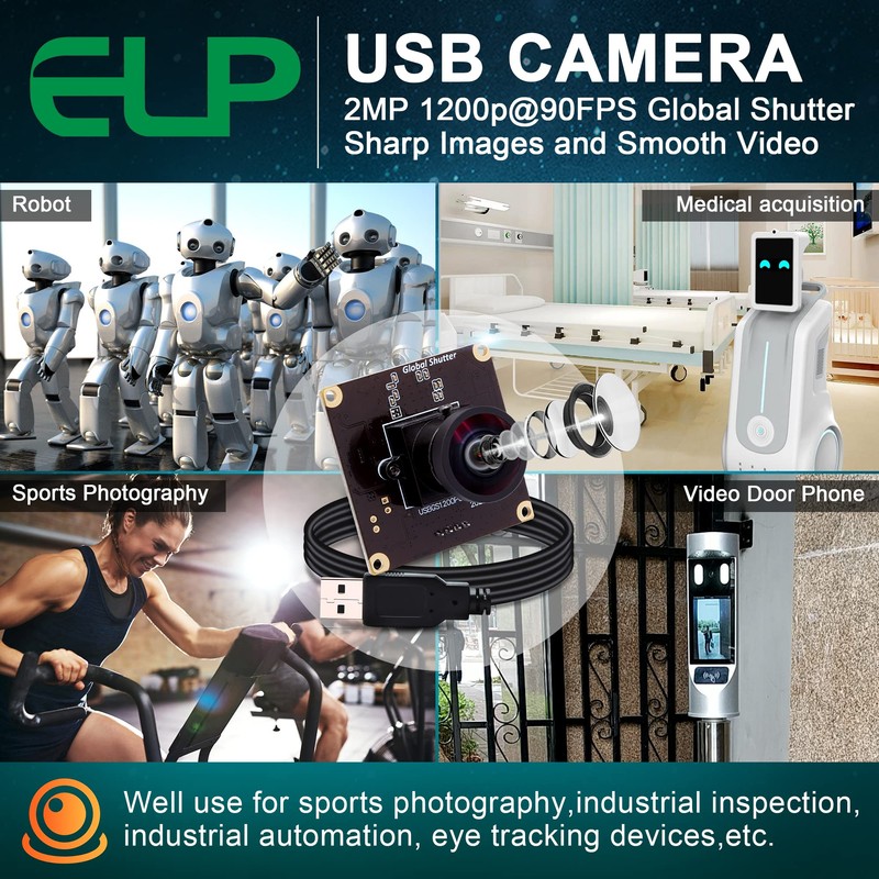 IFWATER Global Shutter USB Camera 90fps High Speed USB Camera