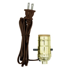 Creative Hobbies Instant Lamp Kit - Push Thru On/Off Medium Base Lamp Socket Pre-Wired with 6 Foot Cord with Polarized End Plug (Brown)