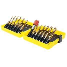 AUTOTOOLHOME Titanium Combination Drill Tap Bit Set 13PCS SAE and Metric Tap Bits Kit for Screw Thread Drilling Tapping Deburring Countersinking