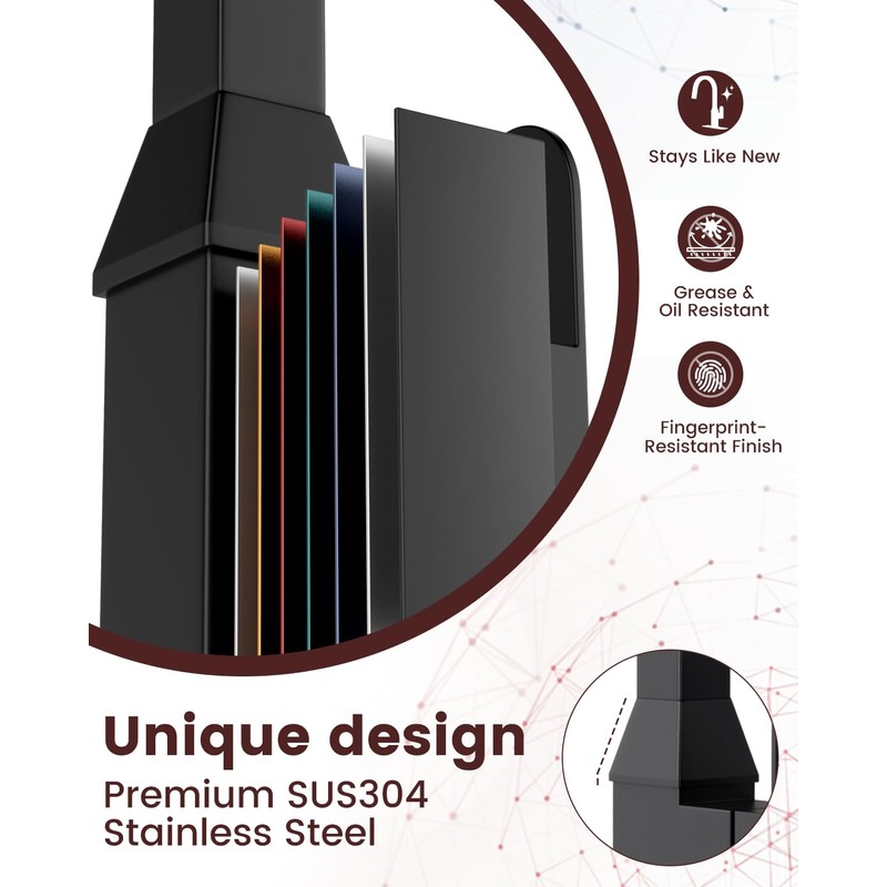 Black Square Kitchen Faucet – Modern Pull-Down Sprayer with 2-Mode