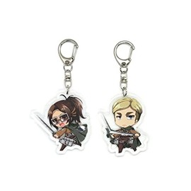 EBTY DREAMS Inc. - Set of 2 AoT Attack Titan Shingeki no Kyojin Acrylic Keychain Erwin Smith, Hange Zoe v1