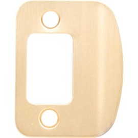 Stone Harbor Hardware Full Lip Round Corner Deadbolt Strike Plate, 2-1/4 Inches, 1-5/8" Center-to-Center, Satin Brass