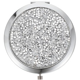 LALAFINA Travel Wallet Rhinestone Pocket Mirror Double-Sided Purse Mirror Bling Compact Mirror Makeup Vanity Round Hand Held Mirror for Women Girls Travel Mirror