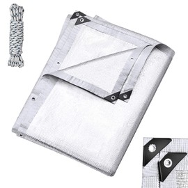 99% Aluminet Shade Cloth Reflective Tarp 6.5 x 10 ft Aluminium Cloth Porch Privacy Screen with Grommets for Car Garden Pergola Patio Sun Shade Kennel Cover Durable Mesh Canopy Cover Easy Setup