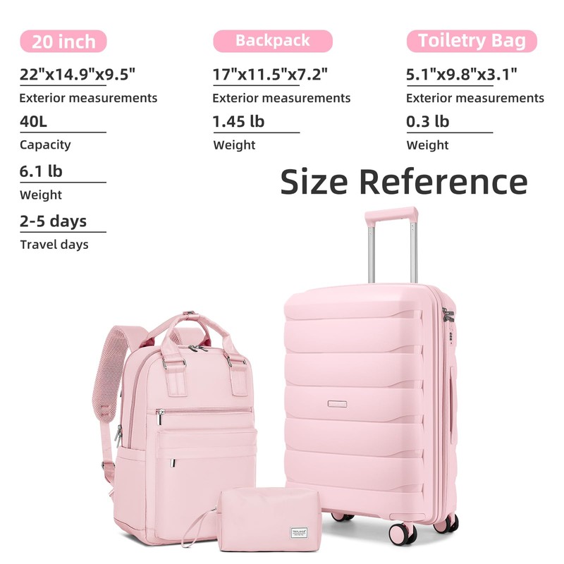 TRIPLAYER Carry On Luggage 22x14x9 Airline Approved, 22 Inch PP