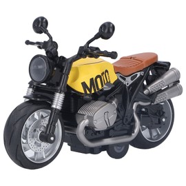 1:12 Pull Back Motorcycle Toy Cool Retro Motorcycle Toy with Lighting for Kids Boys Yellow Black