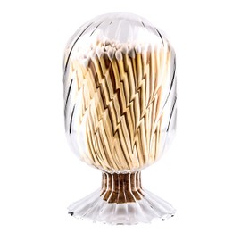 Helix Shaped Glass Matches Cloche | Includes Color Matches & Free Striker Strip!!! | Spiral Decorative Match Holder Jar for Candles Set Display (White Matches)