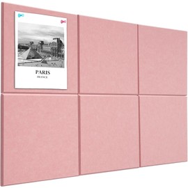 Large Cork Board Alternative 36" X 24" Bulletin Board - 6 Pack Removable Felt Wall Tiles with 30 pushpins, Large Cork Boards for Walls Cork Board for Office Pin Board Tack Board - Pink