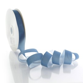 1" Velvet Ribbon Single Sided Craft Trim for Hair Bows Sewing Gift Wrapping and DIY Projects Soft Smooth Material (Antique Blue, 5 Yards)