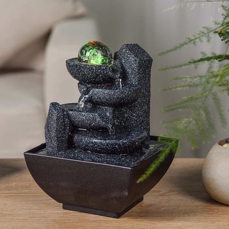 Indoor Fountain Relaxing Zen Cascade Colourful LED Light, Useful Gifts