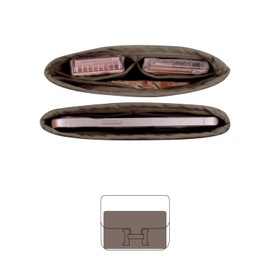 KINGS IN BAG Organizer for Luxury Bag, Silky Satin Tote Bag Inner and Small Purse Bags Storage Fit for Constance 18/24 with Multi Color, Lightweight for Daily Use (Etoupe grey, Constance 18)