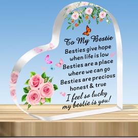 JMIMO Bestie Gifts Acrylic Heart Bestie Christmas Birthday Presents Besties Give Hope When Life Is Low