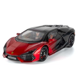 Alloy Collectible 1/24 Lambo Revuelto Toy Pull Back Vehicles Diecast Cars Model with Light & Sound (Red/Black)