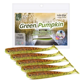 Zite Fishing Rubber Fish Zander Set - InZite Shad 12 cm Various Colours - 5 Pieces Catchy Rubber Bait Zander Fishing - Soft Bait Fishing Lure UV-Active (Green Pumpkin)