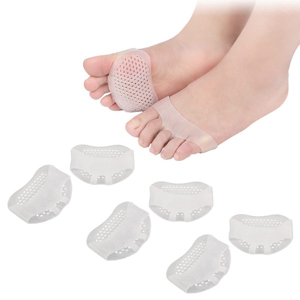 MICPANG Metatarsal Pads for Women and Men Foot Pads Forefoot Pads Ball of Foot Cushions Soft Gel Pads for Pain Relief - White, 3 Pairs