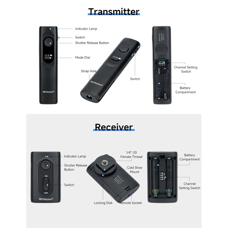 Camera Remote Shutter Release Wireless: [164'] Radio Control Accessories for
