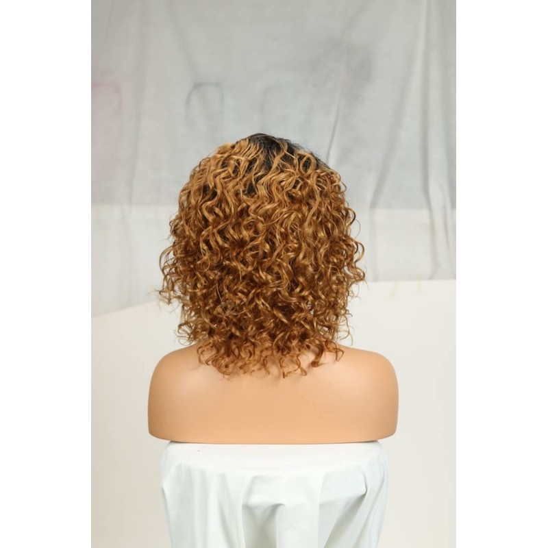 Black Textures Loose Curly Human Hair Wig, Ombre Black to