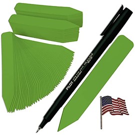 TAGKRAFTERS 4" x 5/8" Green Premium Pot Stakes with Marker - 200 Pcs - Plastic Plant Tags and Labels - Nursery Garden Tree Labels Waterproof Writeable | Made in The USA |