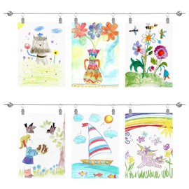 UFURMATE Kids Artwork Hanging Wire Kit, 2 Set Picture Hanging Wire with Clips Adjustable Art Display Wall Decor for Kids Drawings, Photos (2M x 2)