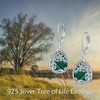 Malachite Drop Dangle Earrings 925 Sterling Silver Tree of Life