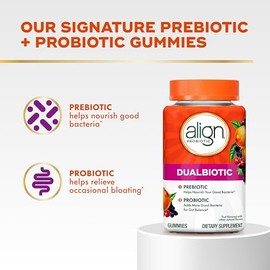 Align Dualbiotic, Prebiotics and Probiotics for Women and Men, Probiotics for Digestive Health, Prebiotics Help Nourish Good Bacteria, Natural Fruit F