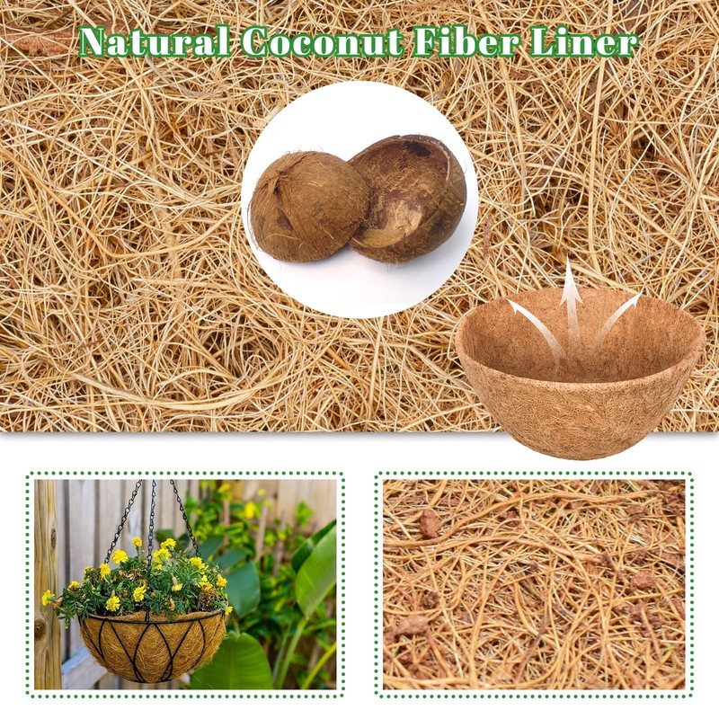 Riare 4 Pack 10 Inch Round Coco Liners Replacement, 100%