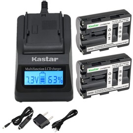 Kastar Fast Charger and Battery (2-Pack) for Sony NP-FM500H and DSLR-A100, A200, A300, A350, A450, A500, A550, A560, A580, A700, A850, A900, Alpha SLT A57, A58, A65, A77, A77M2, A99, A99V, CLM-V55