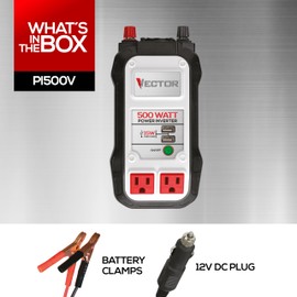 Vector 500 Watt Power Inverter, PI500V, Dual Power Inverter, Two USB Charging Ports,Grey