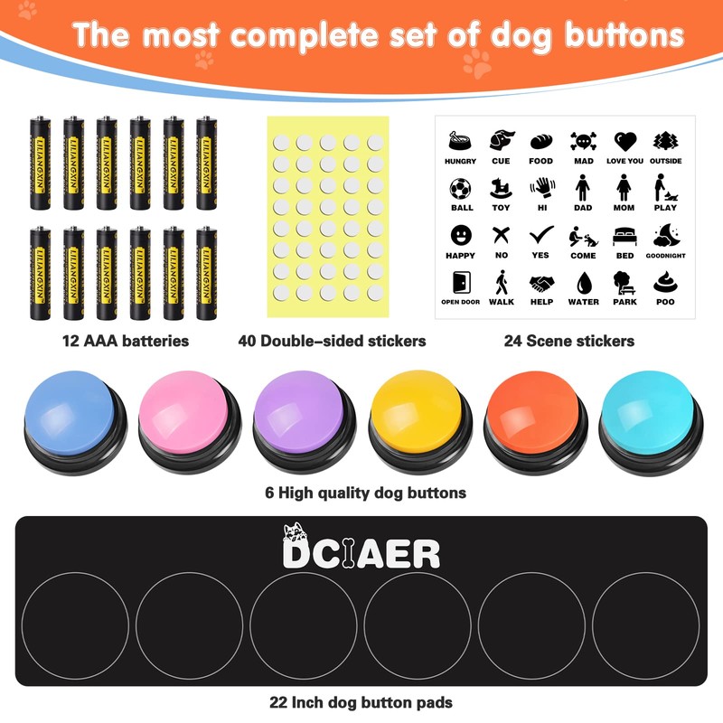 DCIAER Dog Buttons for Communication,Talking Buttons for Dogs,4 Recordable Sound